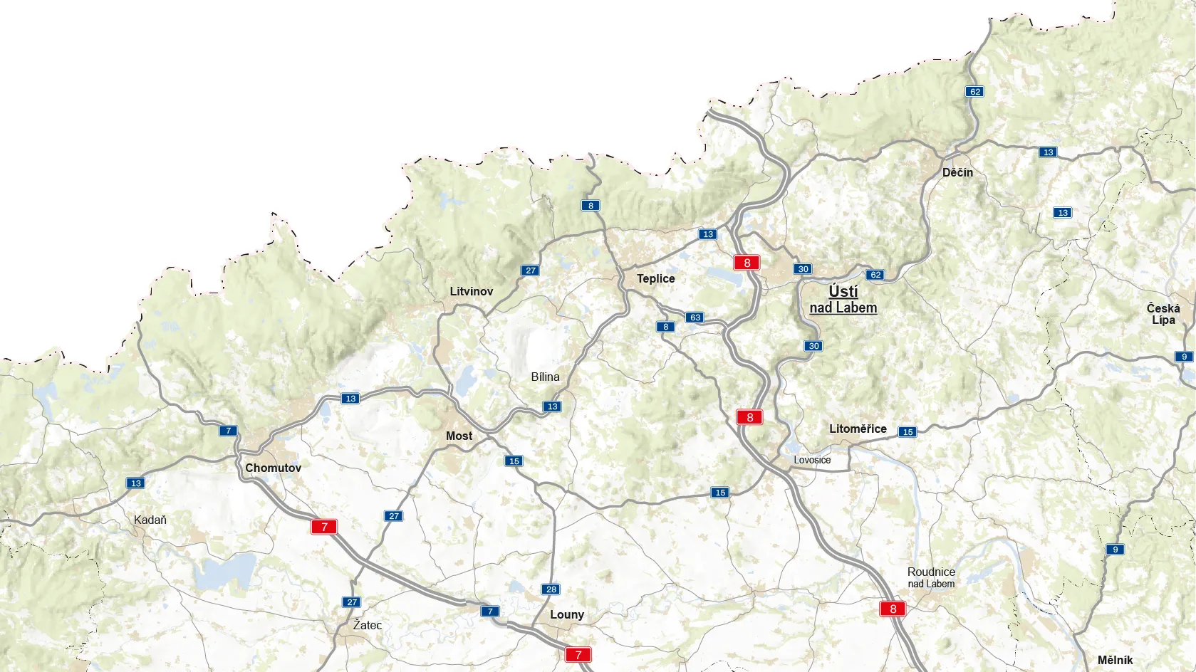 Mapa úseků a oprav